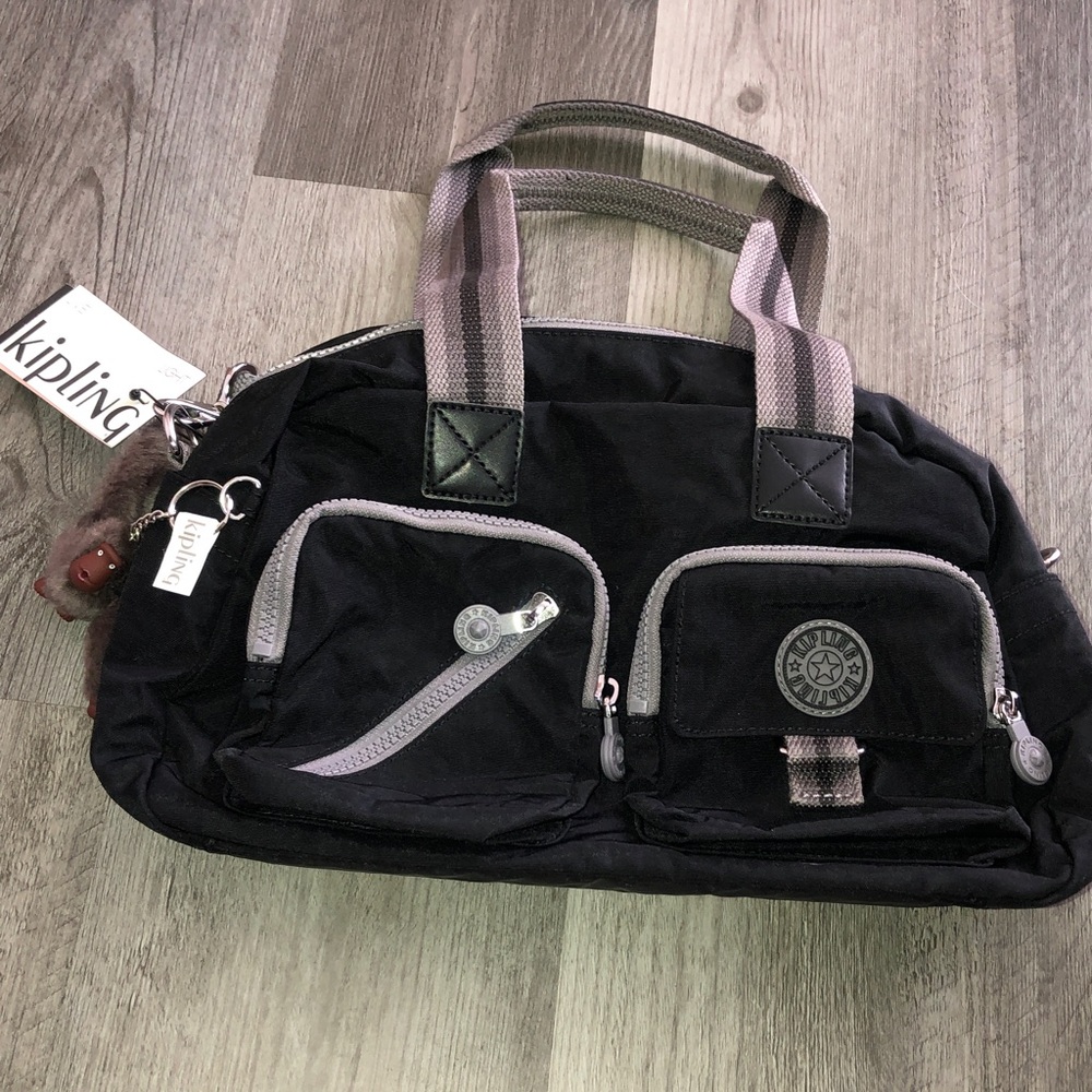 Kipling Defea Nylon Black Gradient Crossbody Shoulder Bag + Monkey Keychain NWT